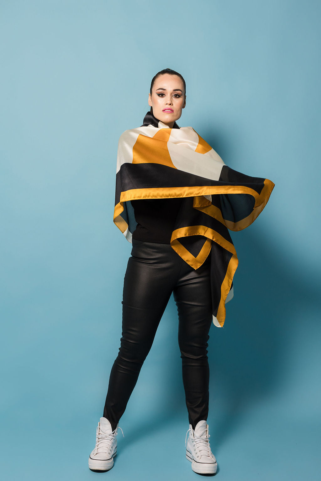 Large Silky Scarf | Block Mustard