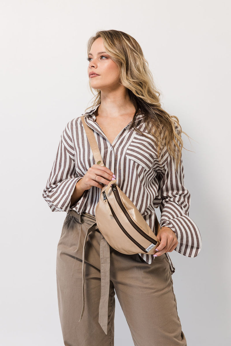 Michél Leather Moon Bag | Gold