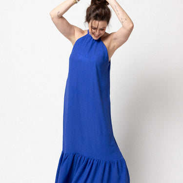 Shimmer Halterneck Dress | Cobalt