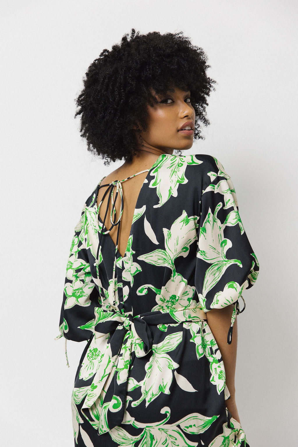 Bloom Swing Dress | Black/Green