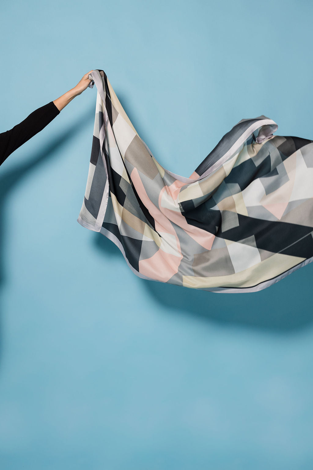 Large Silky Scarf | Geometric Grey