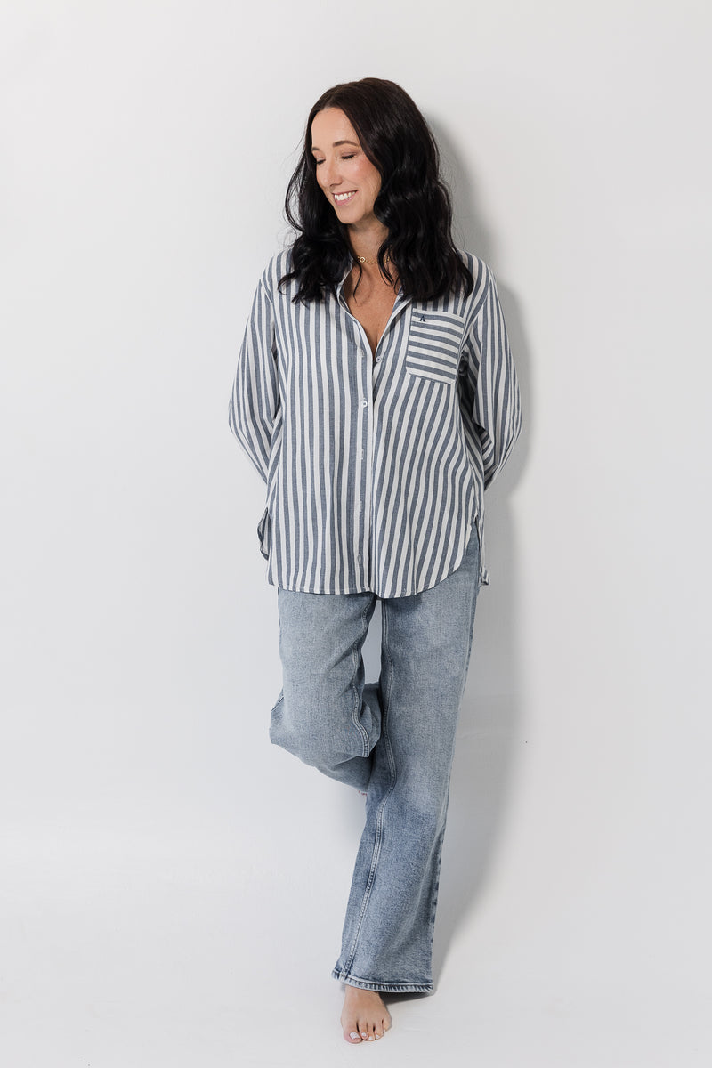 Striped Cotton Shirt | Blue