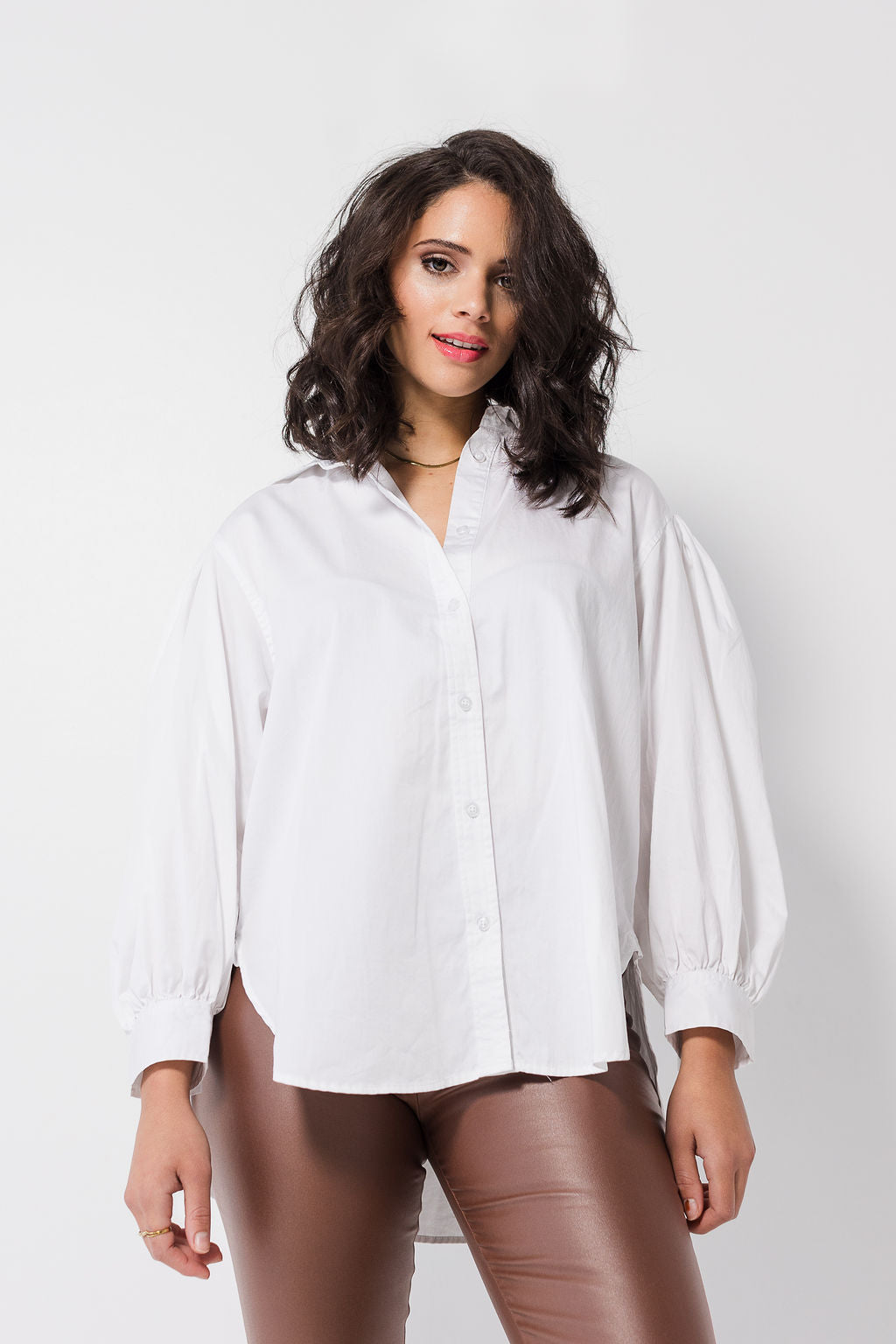 Sateen Boyfriend Shirt | White