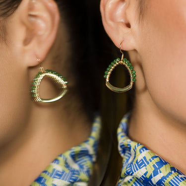 Beaded Triangle Earrings | Green