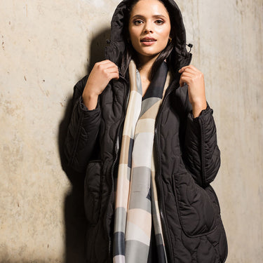 Quilted Hooded Puffer Coat | Black