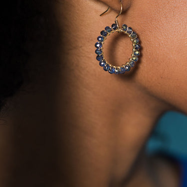 Beaded Round Earrings | Denim