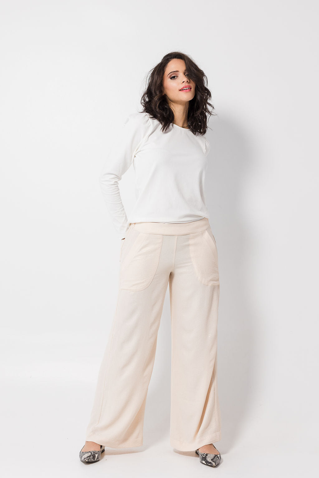 Wide Leg Pants | Cream