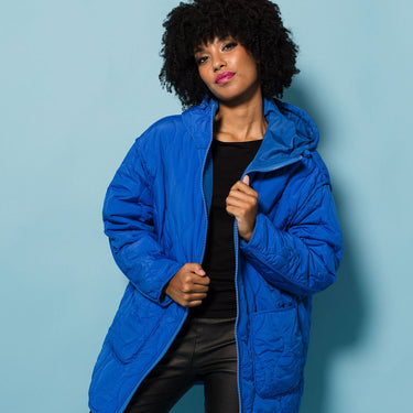 Quilted Hooded Puffer Jacket | Cobalt