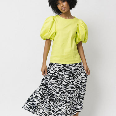 Puff Sleeve Blouse | Round Neck Lime