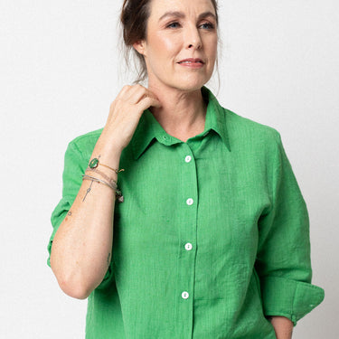 Luxe Spring Linen Shirt | Green