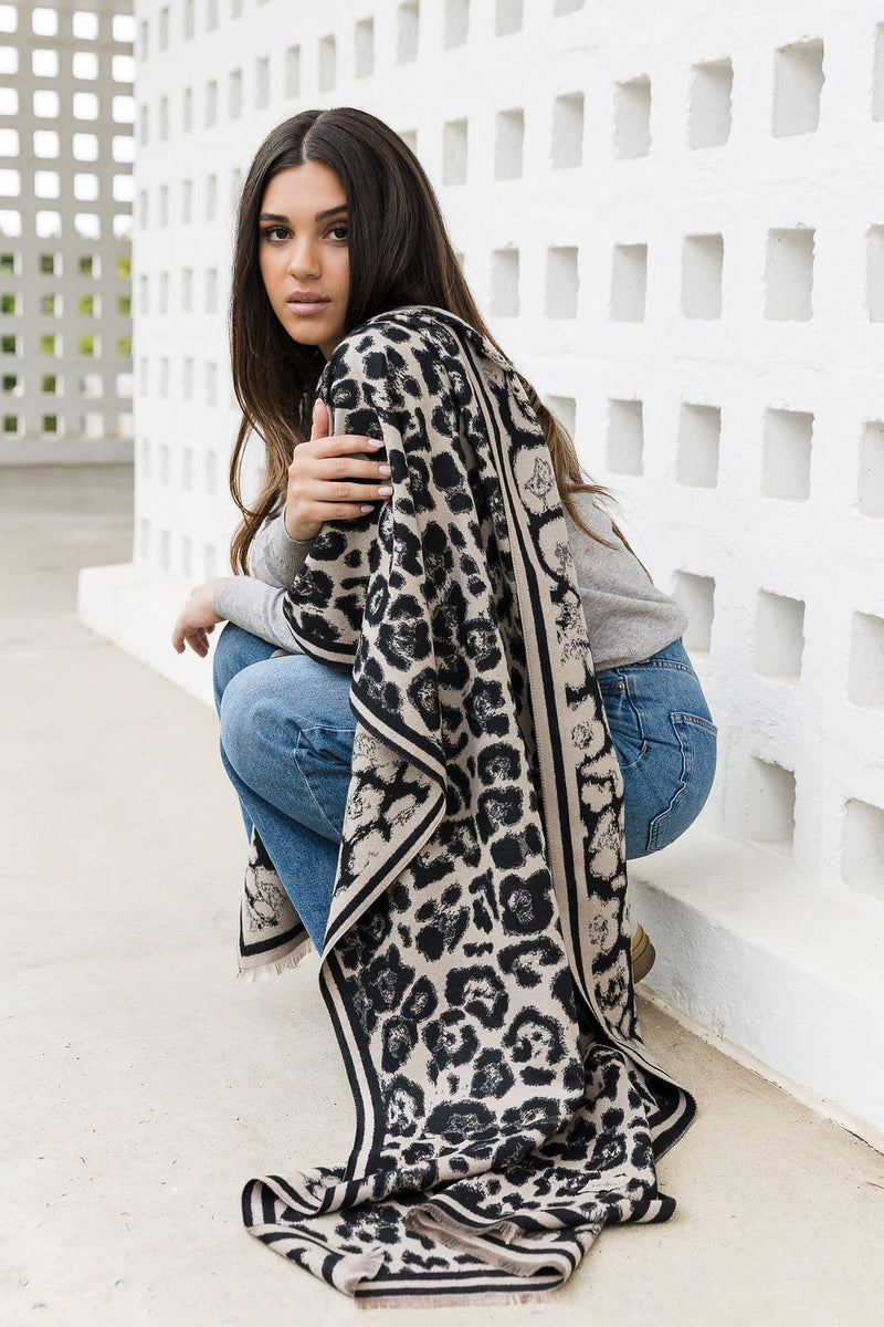 Leopard Wrap | Creme/Black