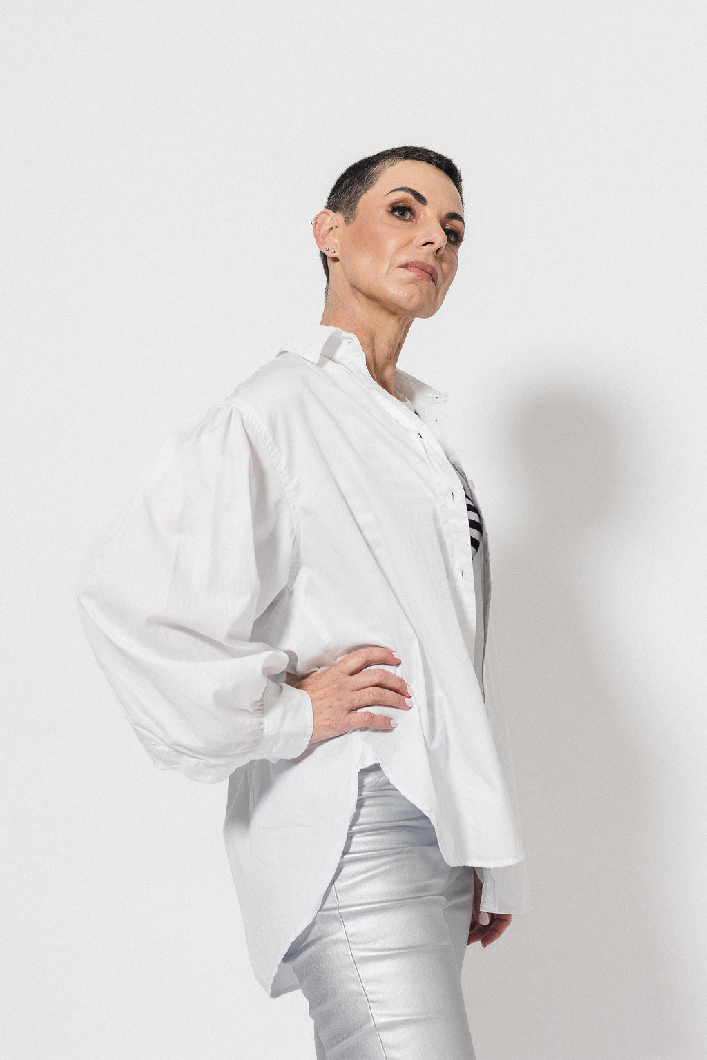 Sateen Boyfriend Shirt | White