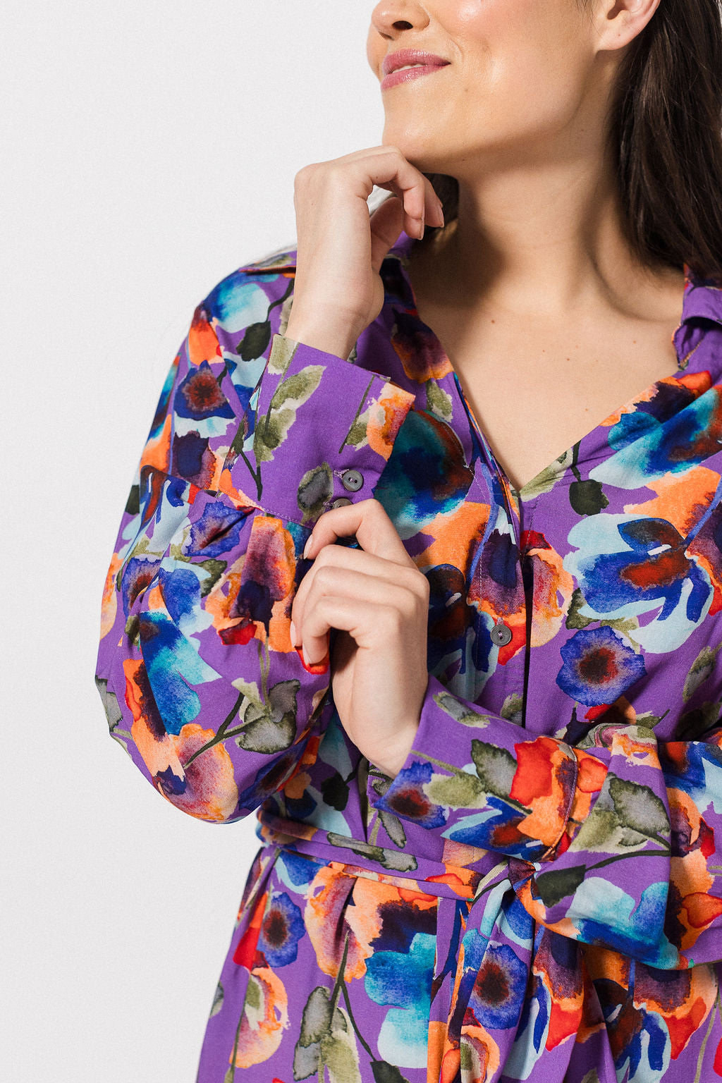 Shirt Dress | Purple Floral Print