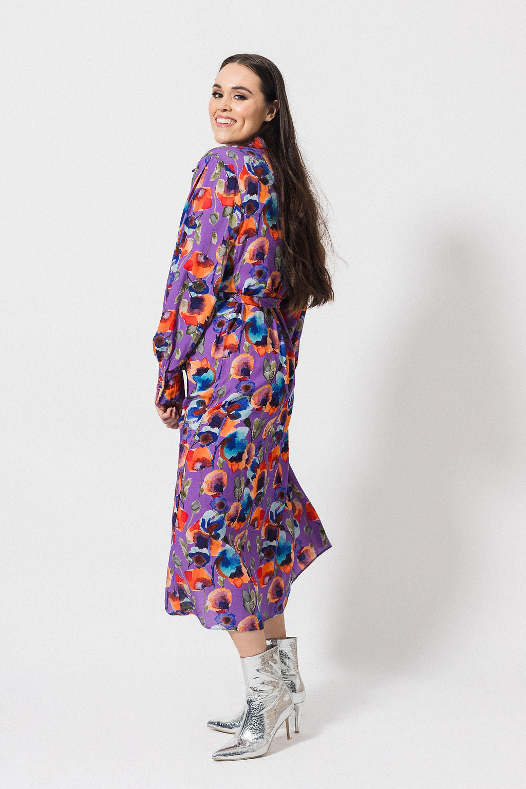 Shirt Dress | Purple Floral Print