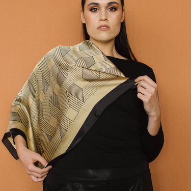 Silky Square Scarf | Gold Jackie O