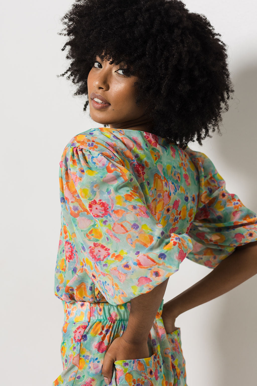 Bianca Blouse 3/4 sleeve | Floral Georgette