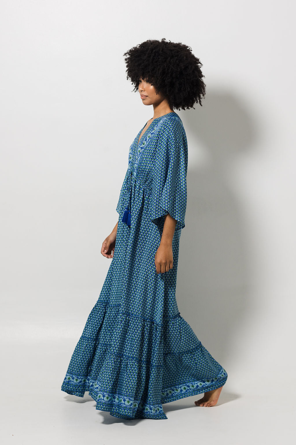 Morgan Maxi Dress | Azure Border Print