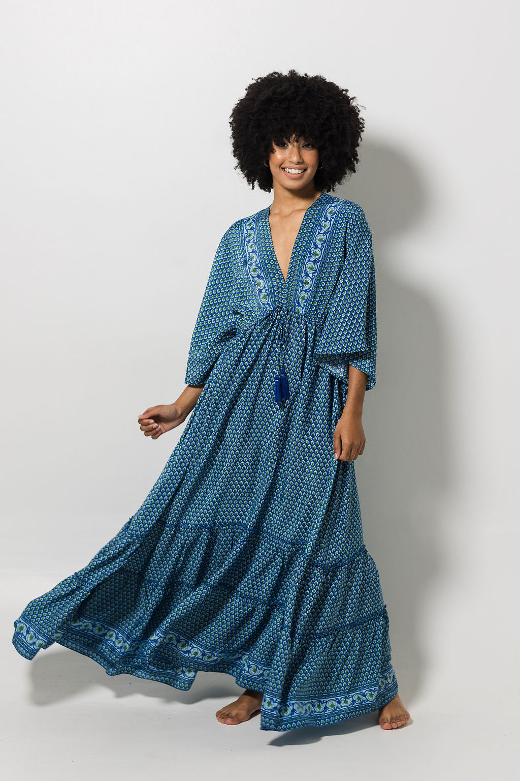 Morgan Maxi Dress | Azure Border Print