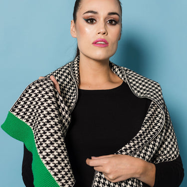 Houndstooth Cotton Wrap | Green