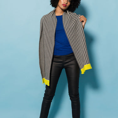 Houndstooth Cotton Wrap |  Yellow