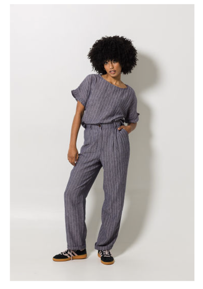 Luxe Pleat Pants | Denim Stripe