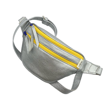 Michél Leather Moon Bag | Silver/Yellow