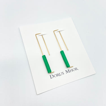 Rectangle Earrings Gold | Emerald '23