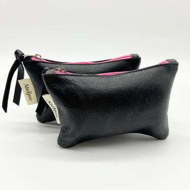 Coin Purse - Black with Pink Zip