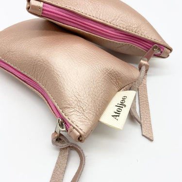 Coin Purse - Rosegold with Pink Zip